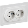 Розетка 2-местная IEK BRITE BR-R24-16-K91-F РСш12-3-БрАБ 16А в сборе с заземл. Защ. Шторки арктич. Бел.