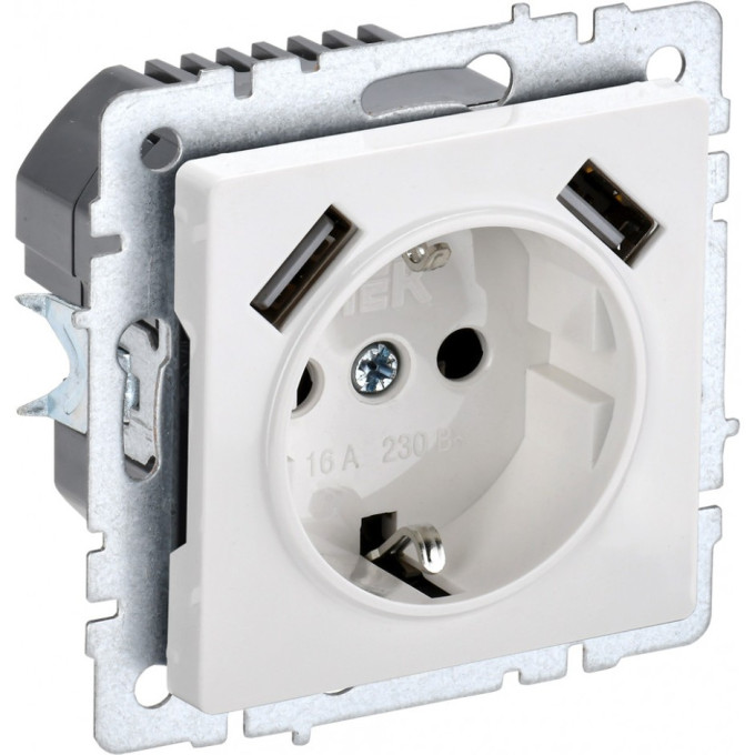 Розетка IEK BRITE РЮш10-2-БрБ 16А с USB A+A 3,1А BR-R14-16-U21-D31-K01